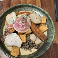 Vegan Option: red lentil Tofu  at Terra in Jasper