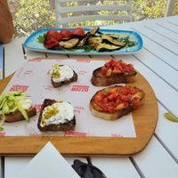 Mixed vegetables and bruschetta (only the ones with tomatoes are vegan) at Rossopomodoro in Palermo