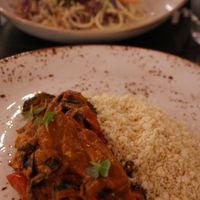 Coconut curry with cauliflower rice. at Super Natural Kitchen in Dubai