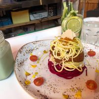 Water/food/matcha  at Super Natural Kitchen in Dubai