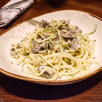 Special of the day: zuchini noodles with truffels. This was so good! at Super Natural Kitchen in Dubai