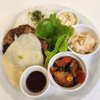 Hamburger plate at MIMI - Vegan Sweets & Restaurant in Kyoto