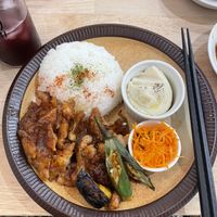 Set plate, teriyaki vegan chicken, 2700 yen  at MIMI - Vegan Sweets & Restaurant in Kyoto