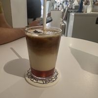 Iced strawberry latte (before mixing) - really tasty   at Cafe Moly in Cork