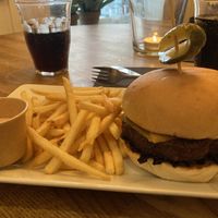 Burger with chickpea patty  at Bryggan Café & Bistro in Jönköpings Län