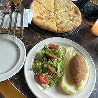 Khachapuri and chicken kiev at Billy in Tbilisi