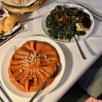 Muhammara and Spinach  at Al Dar Syrian Restaurant in Hannover