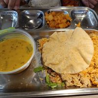 Biryani rice with one veg and dal, papad 👍 at Rathana Bhavan Indian Vegetarian Restaurant in North Singapore