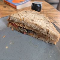 One half of a Vegan Sausage sandwich order. Very nice 👍 at Wonky Tulip Coffee House in Hull