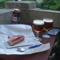 Raspberry cheesecake at Edes Elet Cukraszda in Budapest