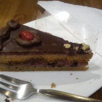 carrot cake with raspberry at Edes Elet Cukraszda in Budapest