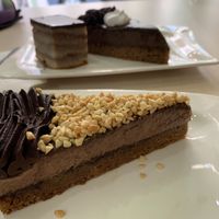 peanut torte, chocolate torte and an apple cake of sorts  at Edes Elet Cukraszda in Budapest
