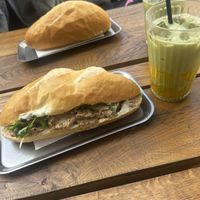 Vegan Banh Mi and Iced Mango Matcha Latte  at Cavo - coffee & bánh mì  in Sachsen