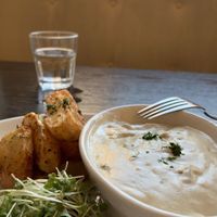 Potato with mushrooms  at 222 Vegan Cuisine in West London