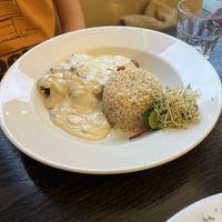 Seitan stroganoff  at 222 Vegan Cuisine in West London