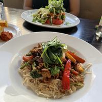 Stir fry and salad   at 222 Vegan Cuisine in West London