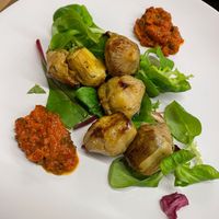 Heart’s Desire : delicious artichoke hearts.  at 222 Vegan Cuisine in West London