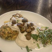 Raclette with tofu and a creamy sauce   at 222 Vegan Cuisine in West London