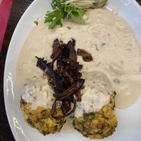 Spinach and potato croquettes  at 222 Vegan Cuisine in West London