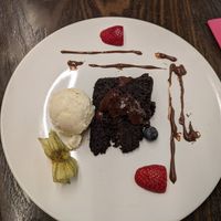 Chocolate gateau at 222 Vegan Cuisine in West London