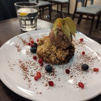 Apple crumble at 222 Vegan Cuisine in West London