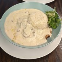 Seriam stroganoff at 222 Vegan Cuisine in West London