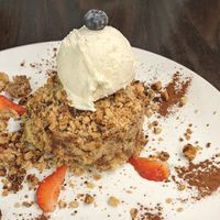 Apple crumble with ice cream at 222 Vegan Cuisine in West London