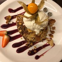 This apple crumble was delicious but the icecream was to die for at 222 Vegan Cuisine in West London
