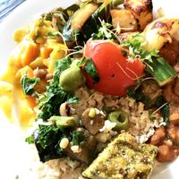 my lunch buffet selections at 222 Vegan Cuisine in West London