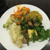 One of many plates of food eaten here at 222 Vegan Cuisine in West London