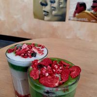 Strawberry matcha latte (oat milk) at Moko w Muzeum in Warsaw