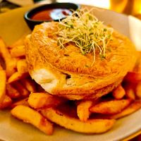 Nepalese Curry with Chips  at Pilgrims Vegetarian Cafe in Cronulla