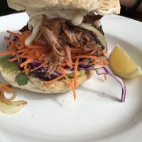 Jackfruit burger special at Pilgrims Vegetarian Cafe in Cronulla