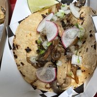 Carnitas (mushroom) taco  at Alma y Sazon in Emeryville
