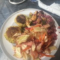 salad, quinoa, veggies and falafel  at Alfarroba in Lisbon