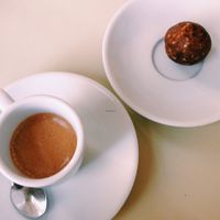 Coffee and date blissball  at Alfarroba in Lisbon