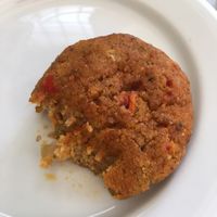 Seitan burger - was available with brown rice and veggies  at Alfarroba in Lisbon