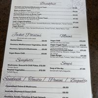 Vegan menu  at Leah's Bistro in Gillingham
