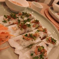 Delicious “Bánh cuốn” ravioli:
Steamed rice pancakes, stuffed with tofu and mushrooms, fried onions, and fresh herbs. at Conscience - Vietnam in Paris in Paris