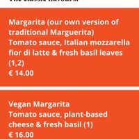 online menu: Vegan Margarita at Tango Street Food in County Kerry