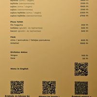The menu at Láng-Fánk Food Kft in Budapest