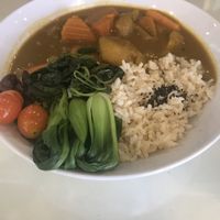 Vegan curry and rice at Be Organic by Lemon Farm in Bangkok