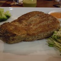 Aubergine cotolette  at Santosa Vegan Restaurant in Phuket