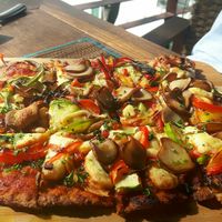 Various vegetable pizza at Santosa Vegan Restaurant in Phuket