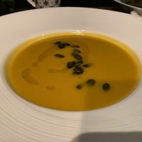 Pumpkin soup at Santosa Vegan Restaurant in Phuket