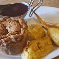 Thai pie with roast potatoes at White Horse Exning in England