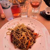 Pasta with veggies and soy chicken. at Restaurante A Cozinha in Praia De Mira