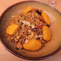 Sautéed rice with vegetables and nuggets. at Restaurante A Cozinha in Praia De Mira