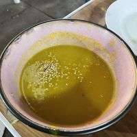 Pumpkin soup  at Vegan Point in Cusco