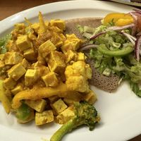 Tofu tibs and salad   at Taffach Ethiopian Restaurant in Davis